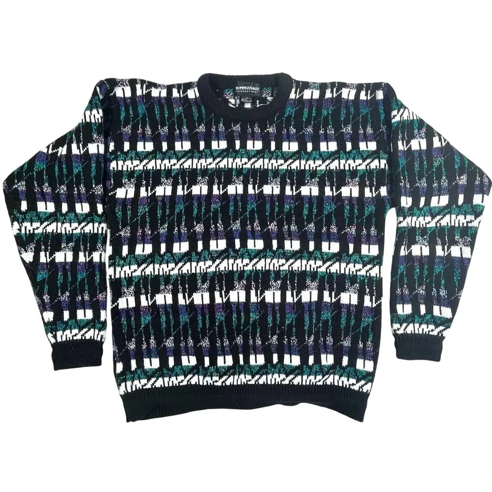 Vintage Expressions‎ Cosby Sweater Mens XL Striped Knit Grandpacore 90s